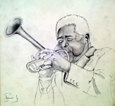 Dizzy Gillespie matita e carboncino di Otello Pagano